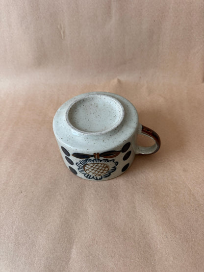 Speckled Stoneware Sunflower Soup Mug
