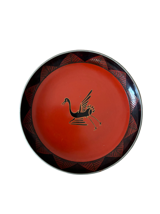 Red and Black Lacquer Crane Plate