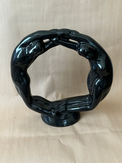 Haeger Black Ceramic Embrace Sculpture, 1994