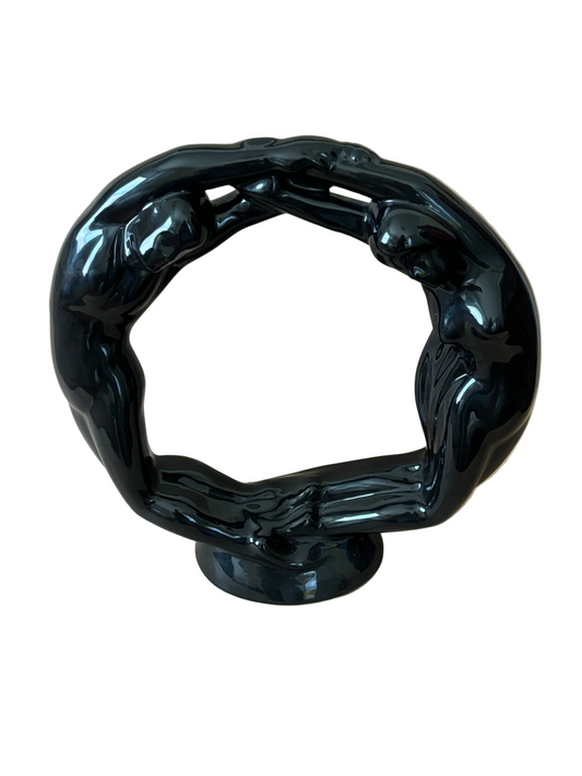 Haeger Black Ceramic Embrace Sculpture, 1994