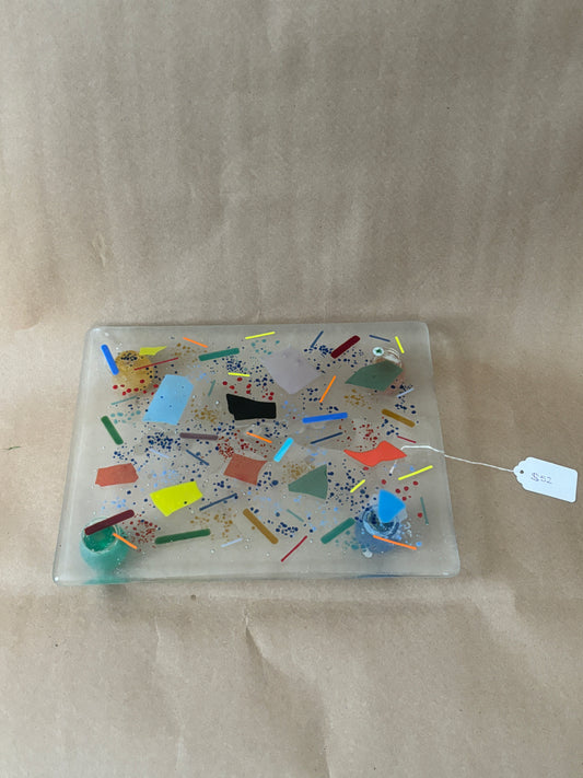 Fused Glass Confetti Tray