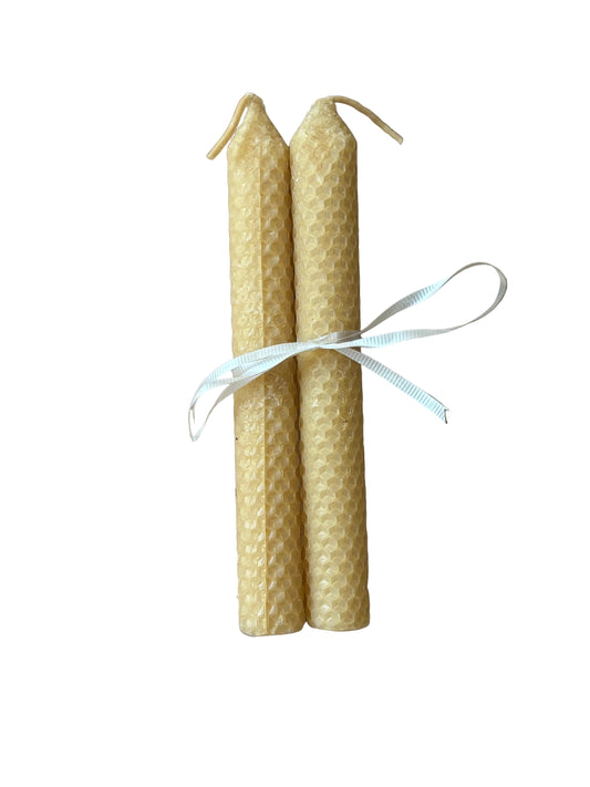 Beeswax Honeycomb Taper Candles, Pair