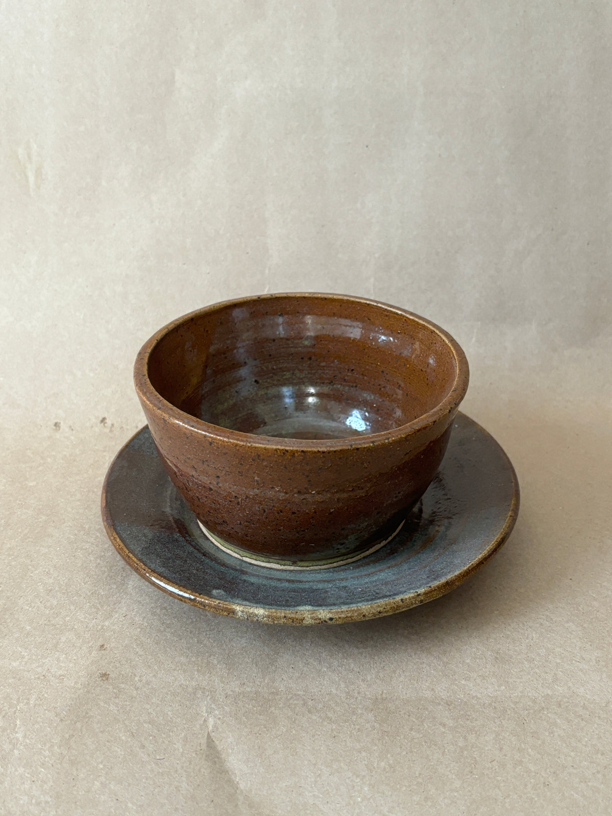 Studio Pottery Bowl and Saucer Set