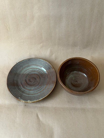 Studio Pottery Bowl and Saucer Set