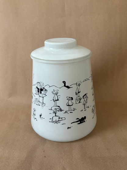 Cartoon Milk Glass Canister with Lid