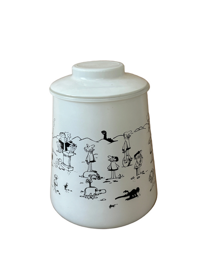 Cartoon Milk Glass Canister with Lid