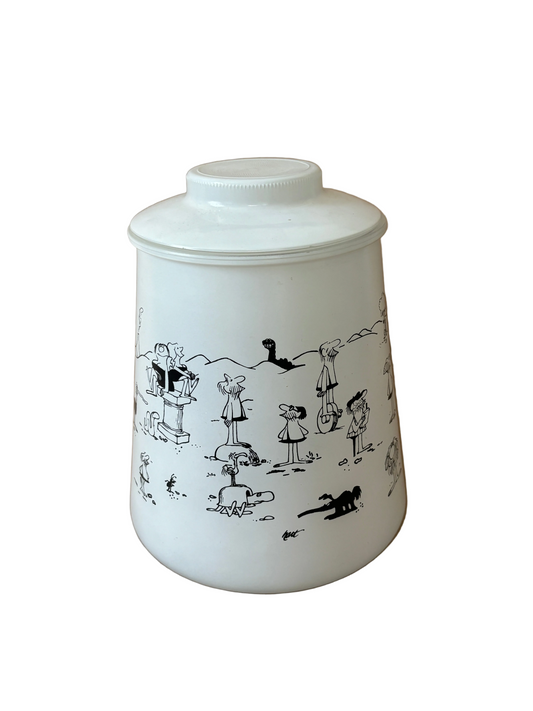 Cartoon Milk Glass Canister with Lid