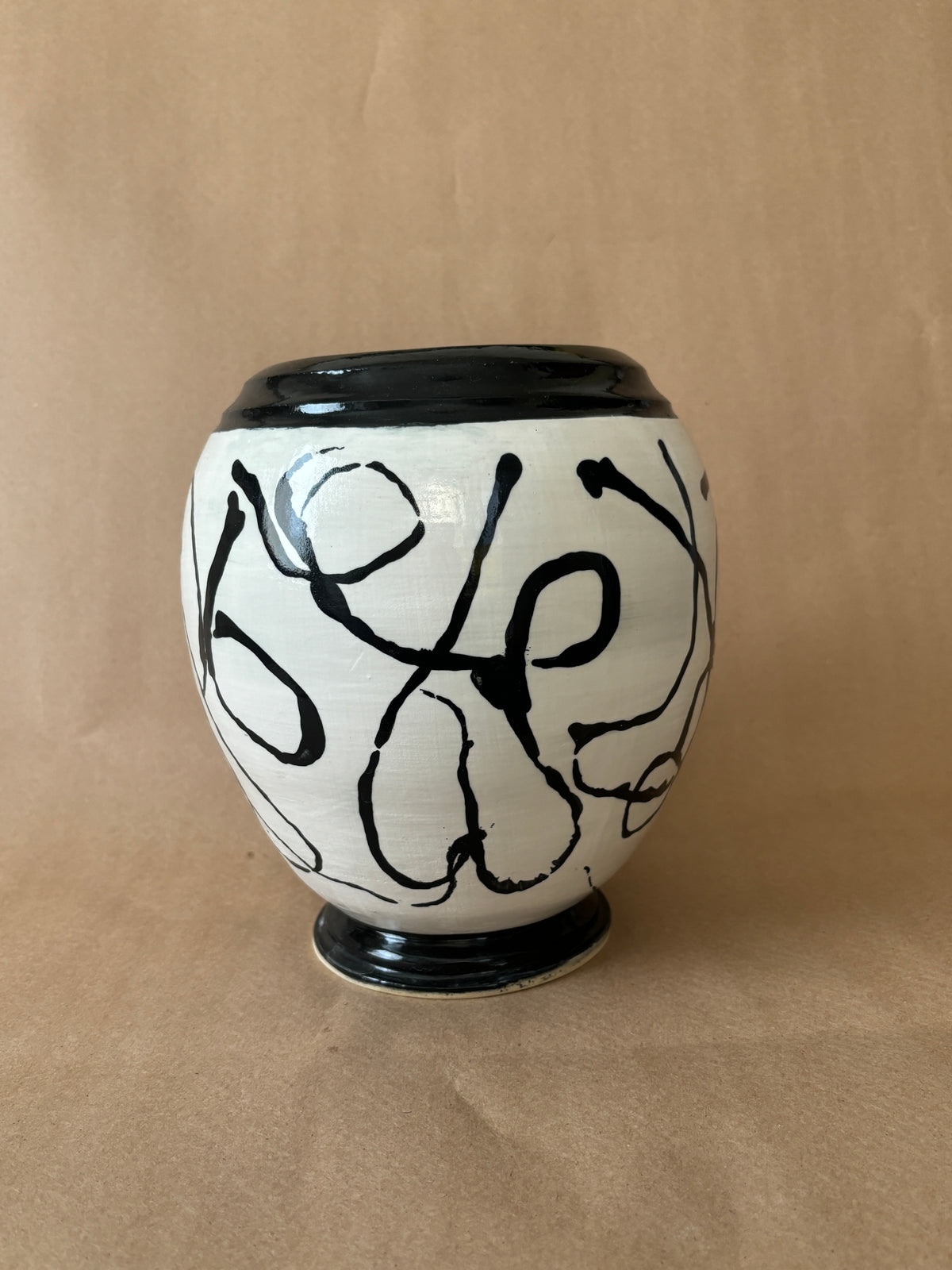 Black and White Drip-Line Studio Vase
