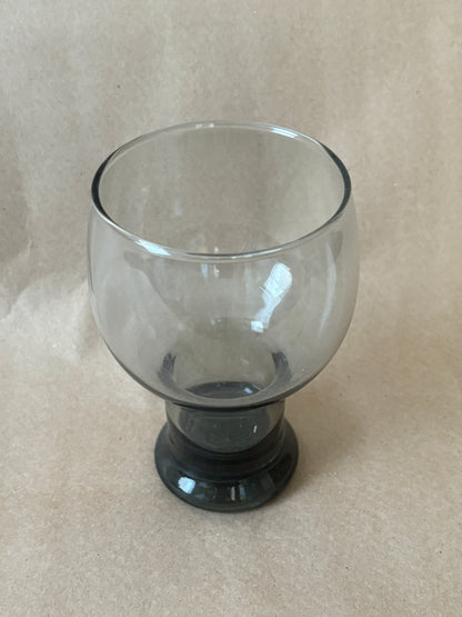 Smoke Glass Footed Goblets, Set of Four