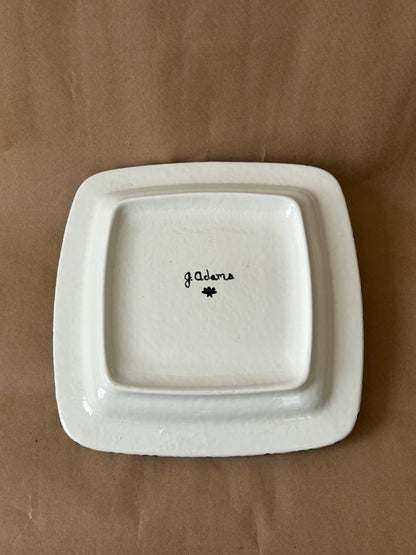 J. Adams Signed Chip and Dip Tray, Dotted Rim