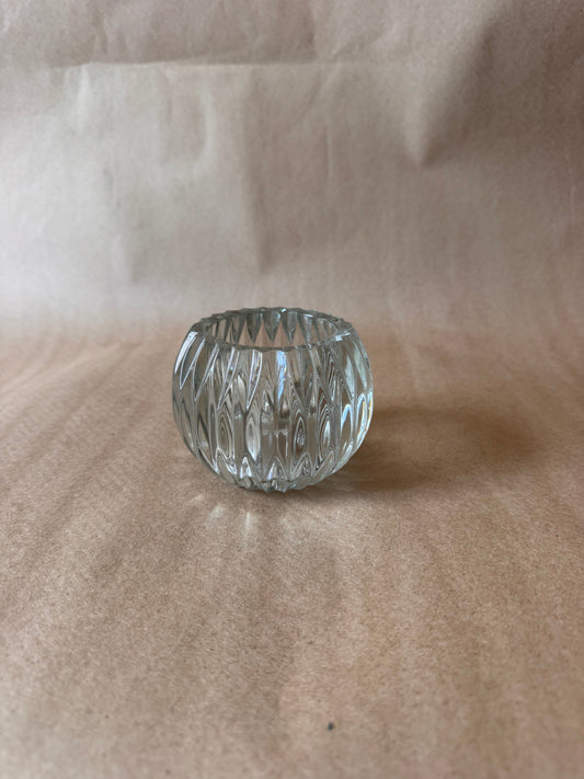 Faceted clear pressed glass rose bowl