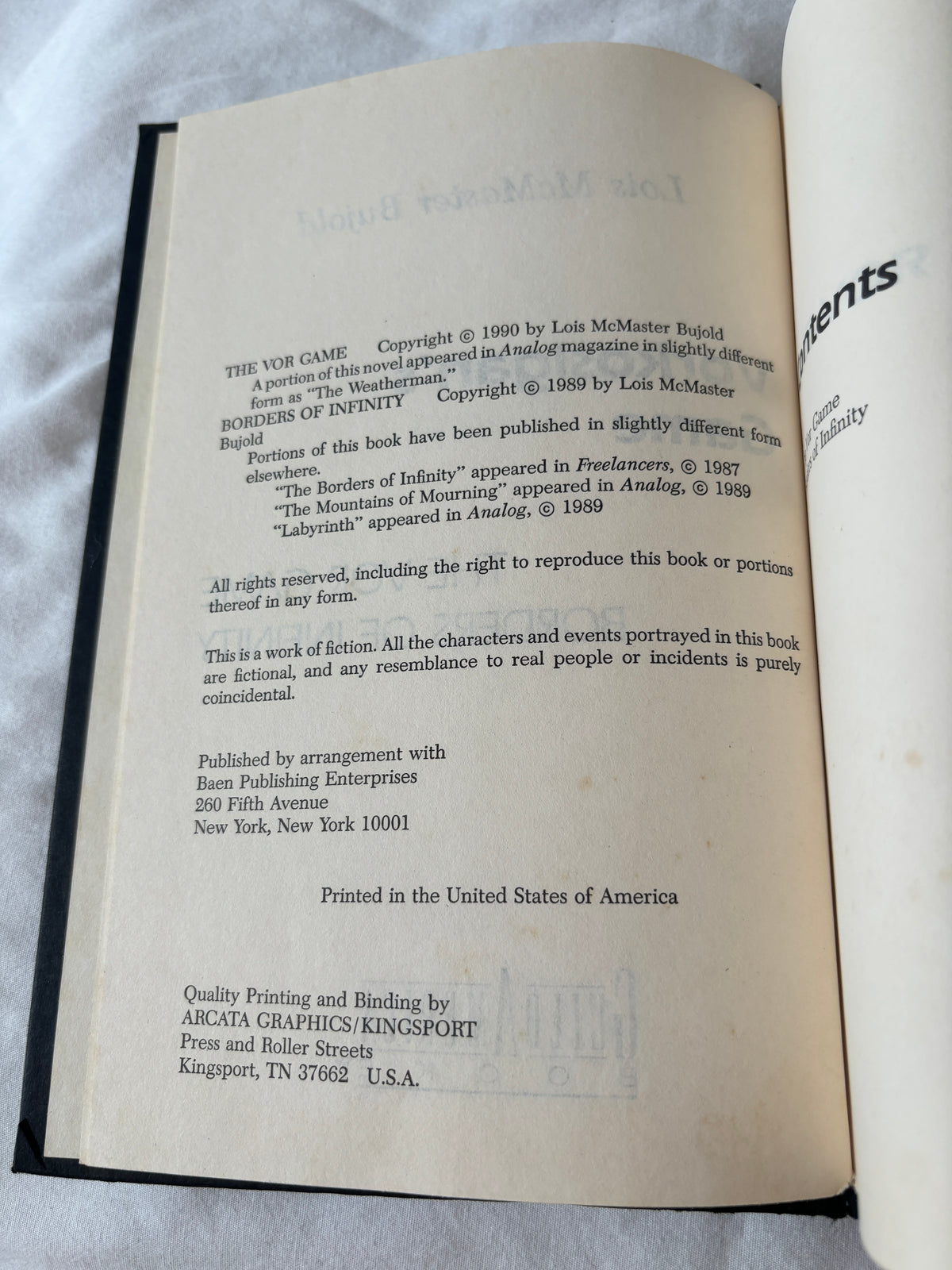 Copyright and printing detail