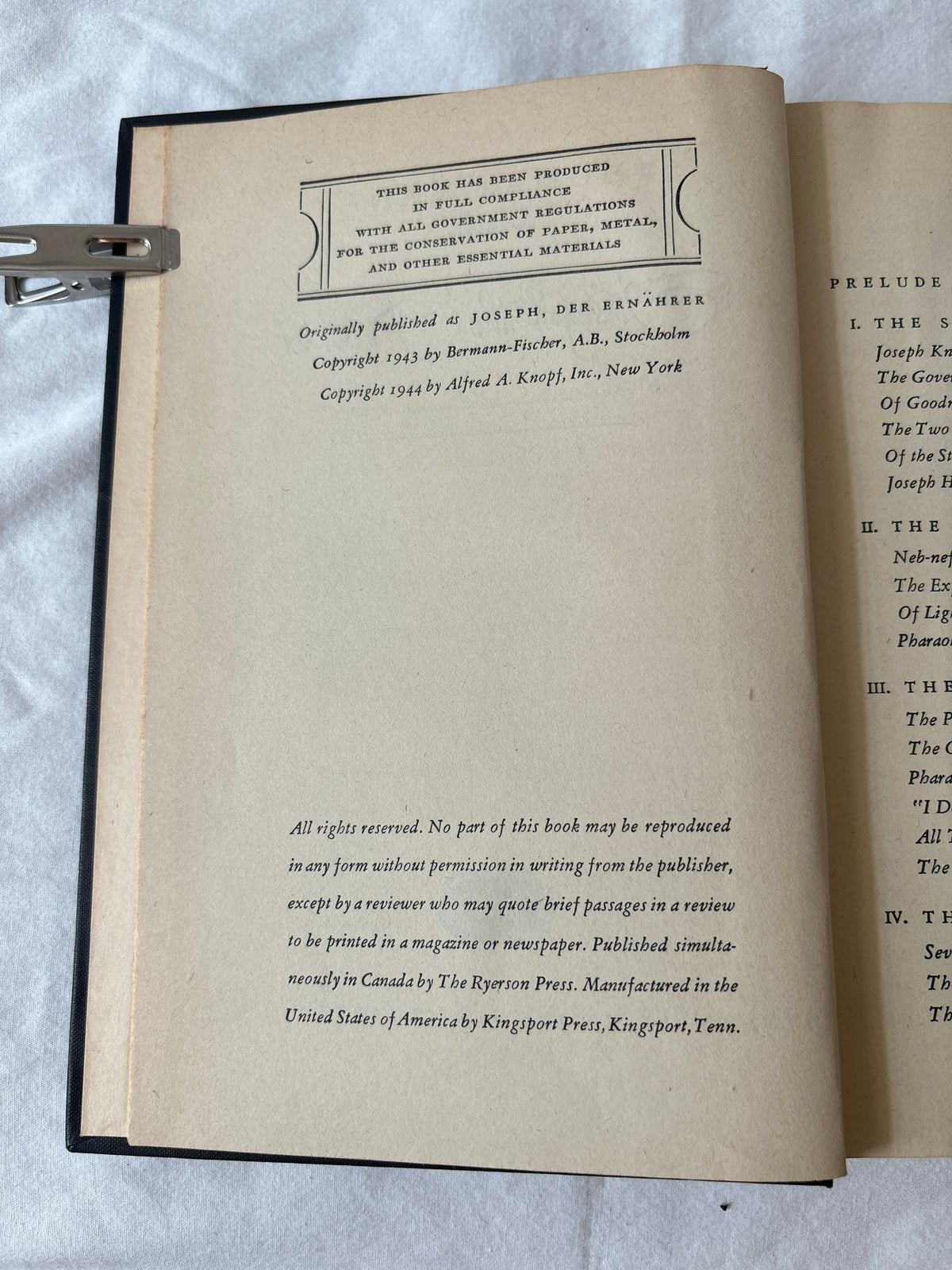 Copyright page, Knopf 1944