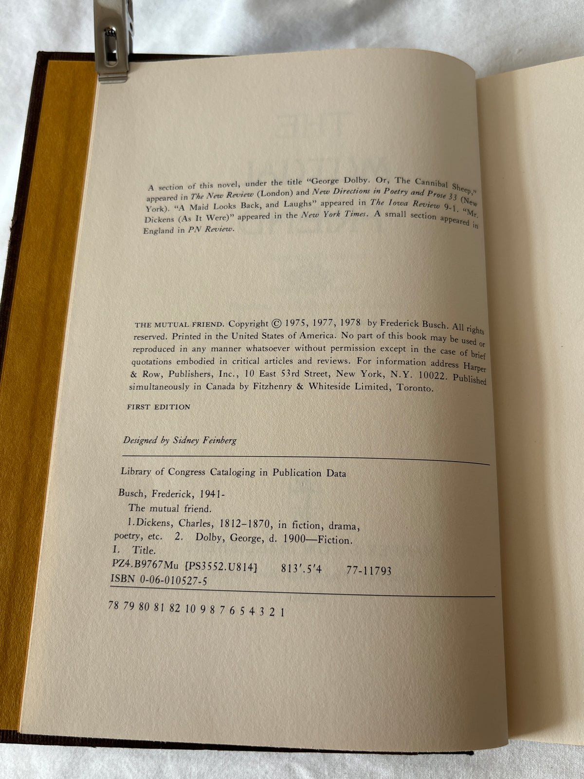 Copyright page stating First Edition