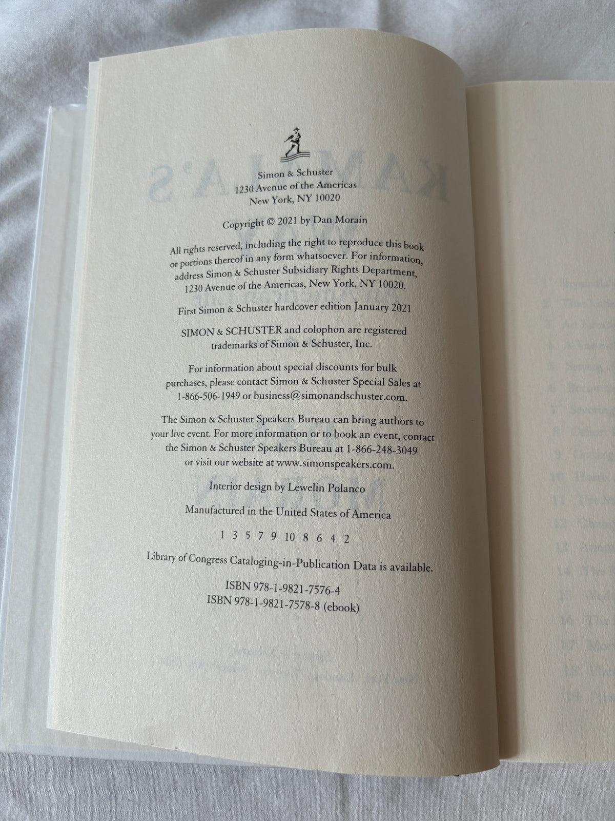 Copyright page, Simon and Schuster 2021