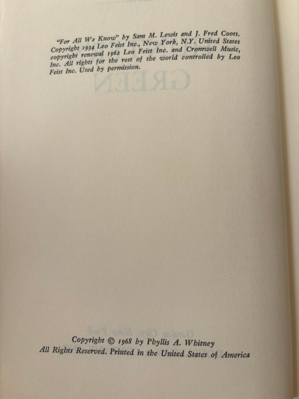 Copyright page, 1968