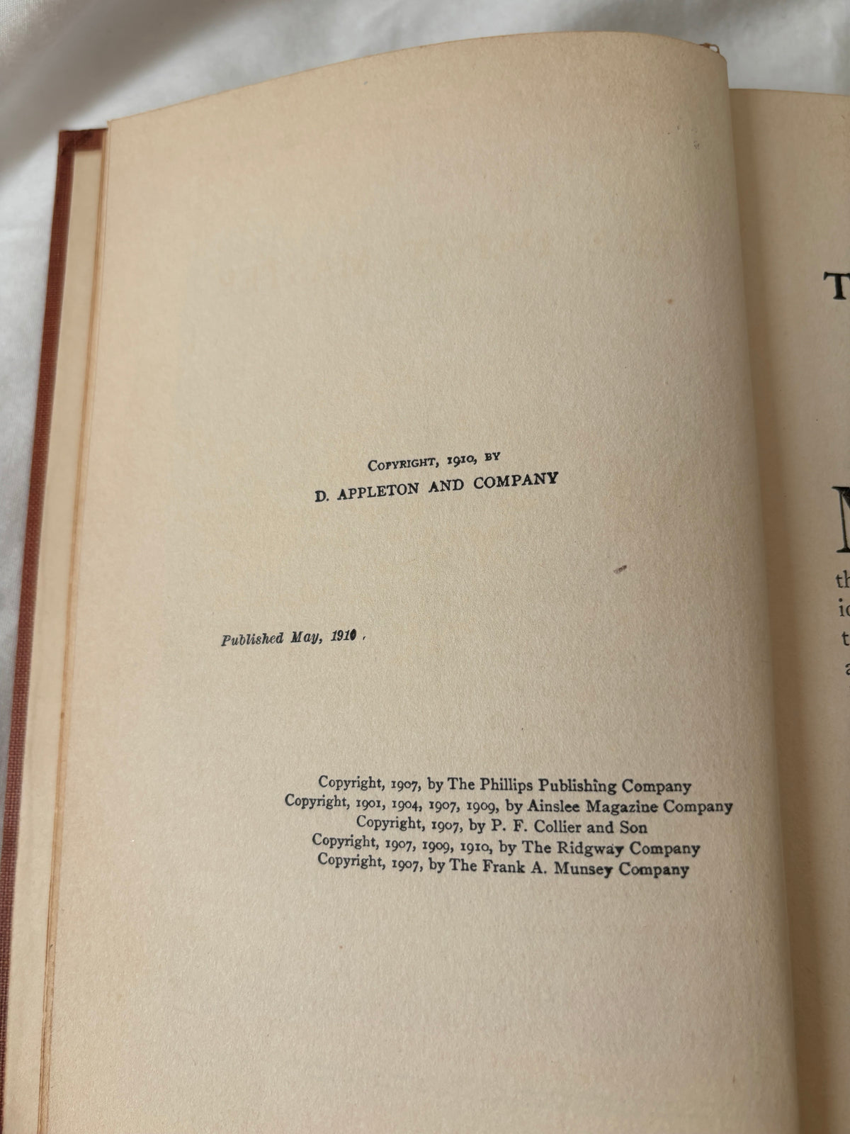 Copyright page, D. Appleton 1910