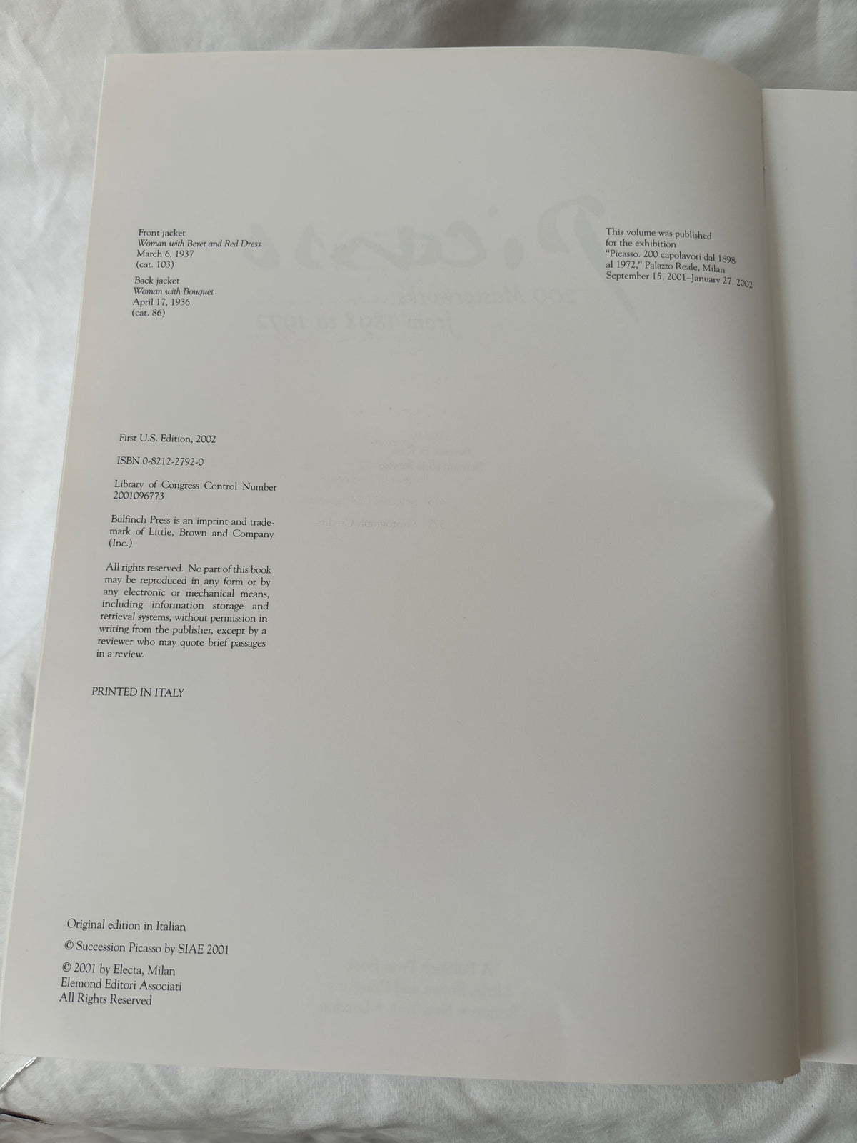 Exhibition note, Palazzo Reale Milan 2001