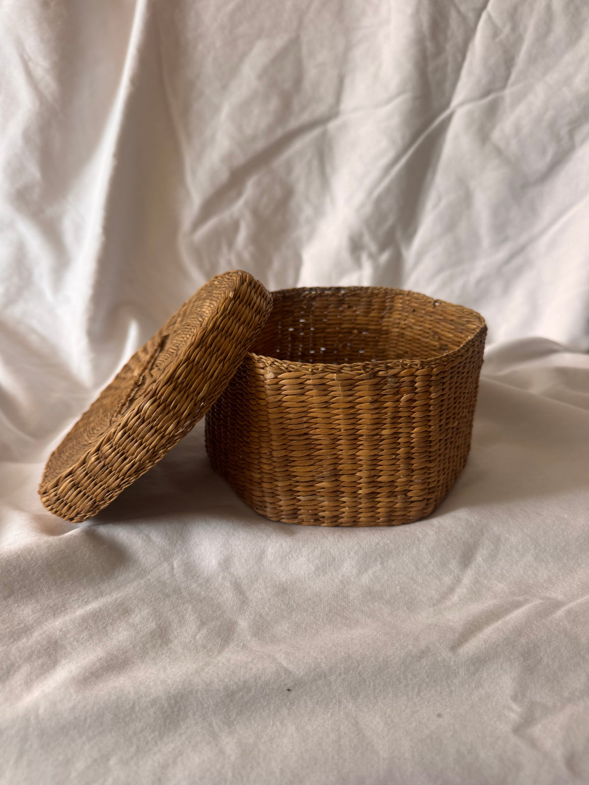 Woven Grass  Lidded Basket