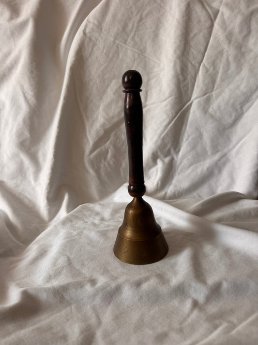 Brass Hand Bell with Turned Wood Handle