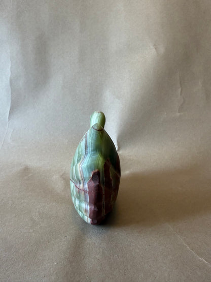 Carved Onyx Marble Swan Bowl