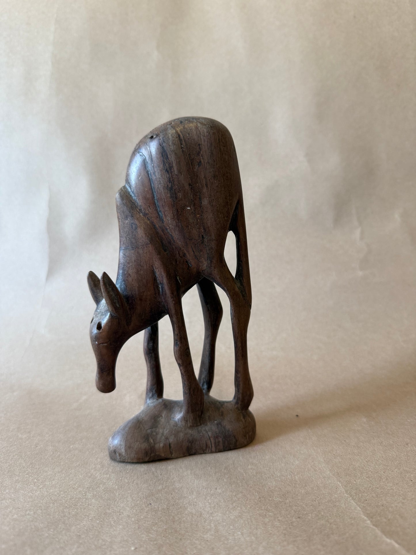 Carved Wood Donkey Figurine