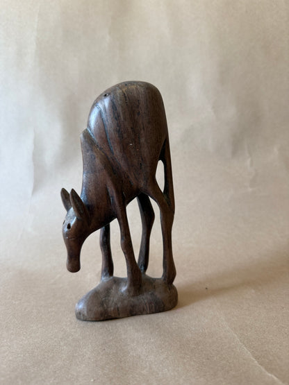 Carved Wood Donkey Figurine