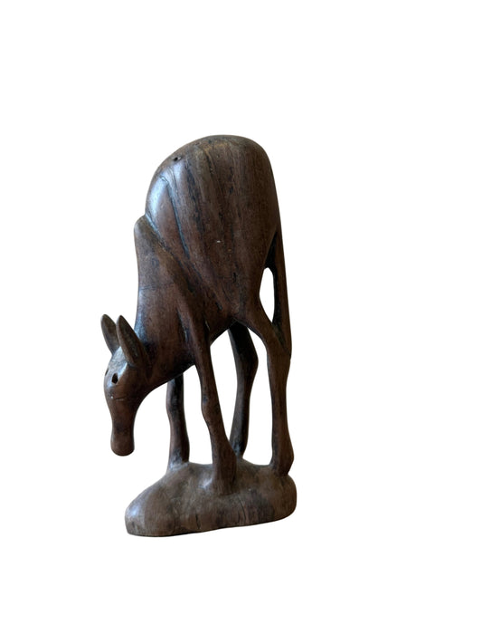 Carved Wood Donkey Figurine