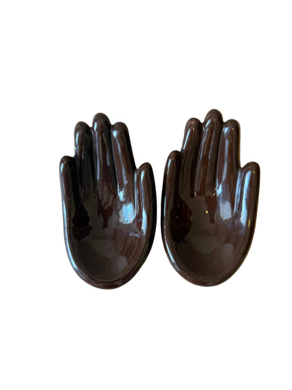 Vintage Ceramic Hand-Shaped Dishes, Pair