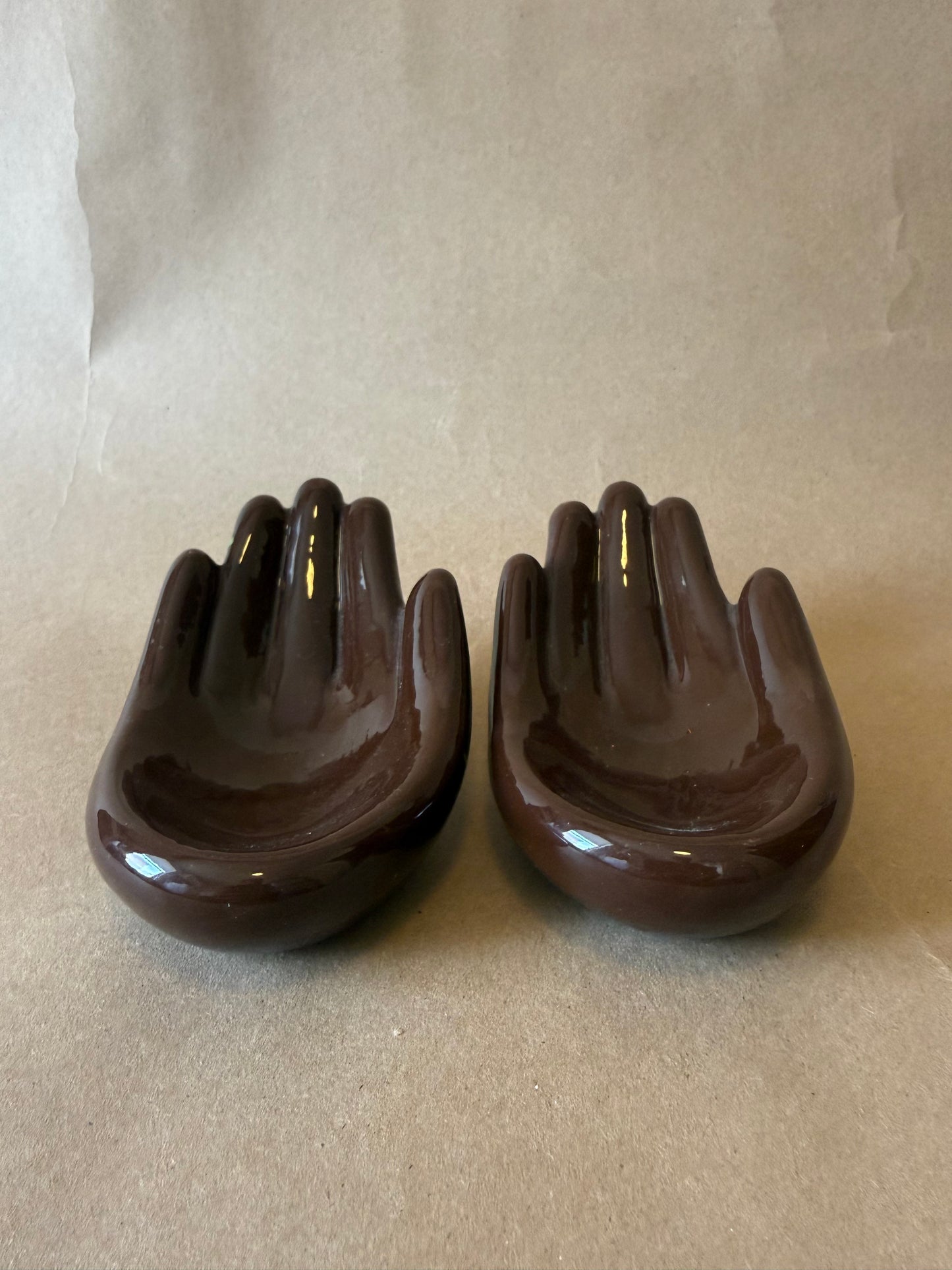Vintage Ceramic Hand-Shaped Dishes, Pair