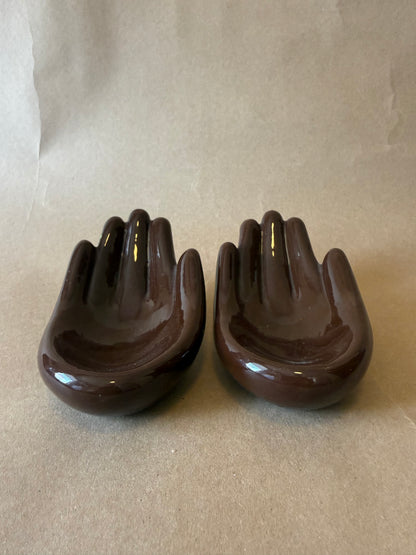 Vintage Ceramic Hand-Shaped Dishes, Pair