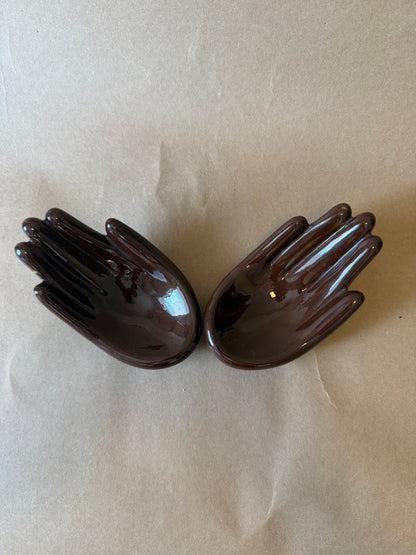 Vintage Ceramic Hand-Shaped Dishes, Pair