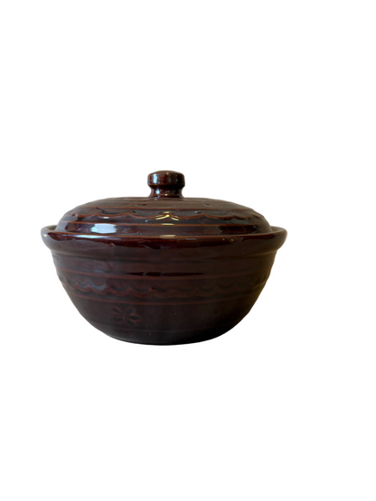Marcrest Daisy Dot Covered Casserole, Brown Stoneware