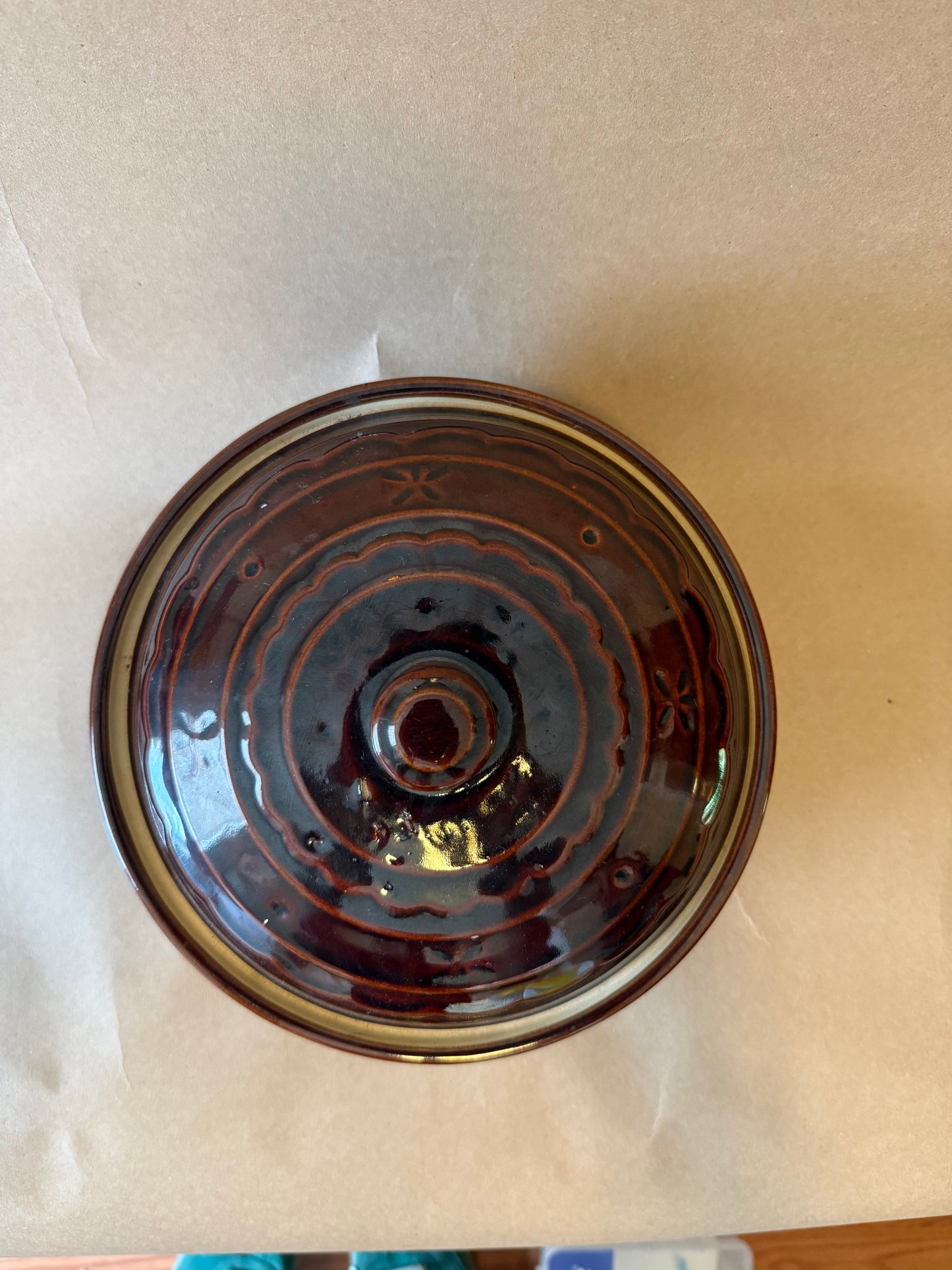 Marcrest Daisy Dot Covered Casserole, Brown Stoneware