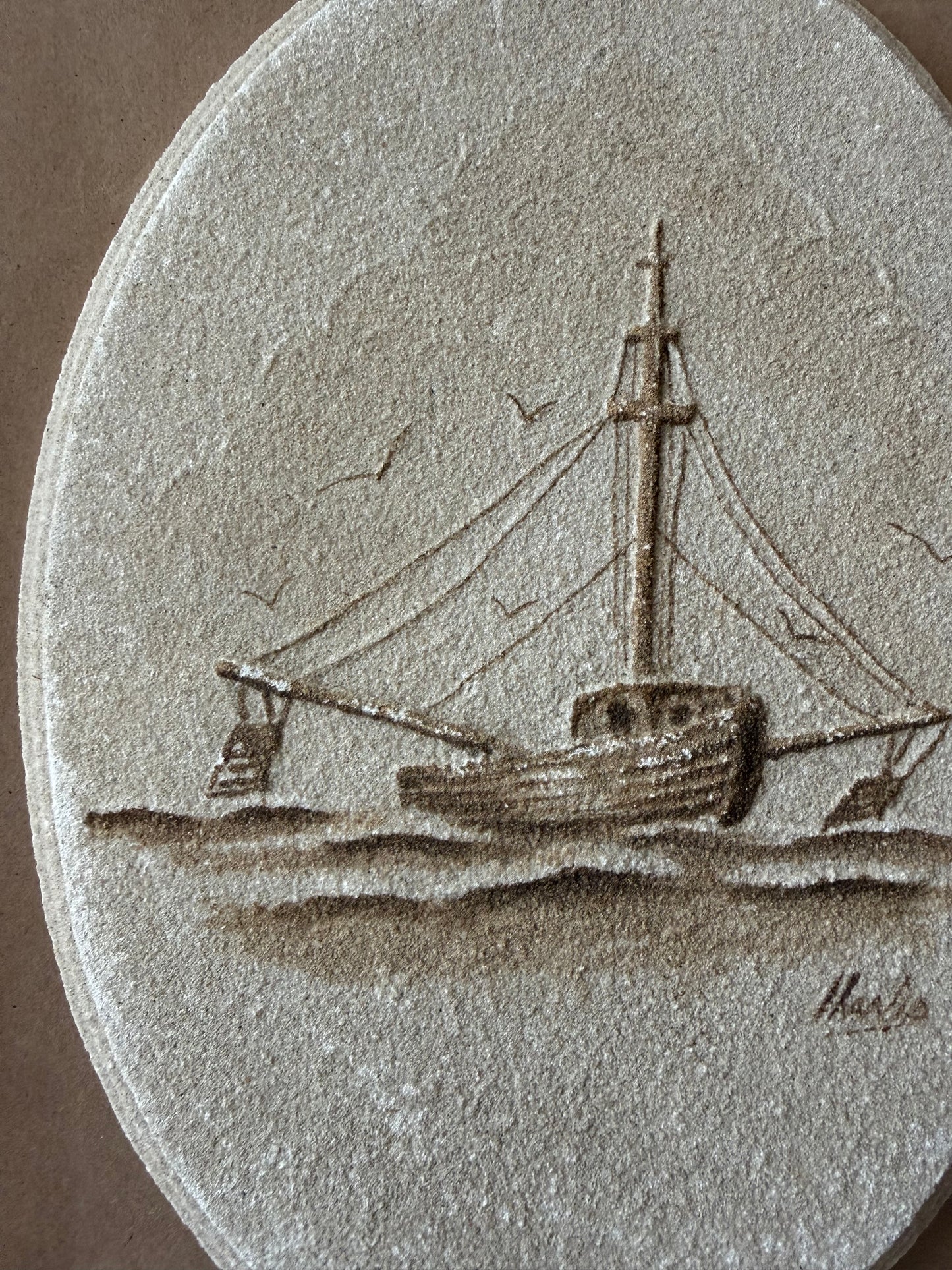 Sand Reflections "Trawler" Relief Plaque, 1983