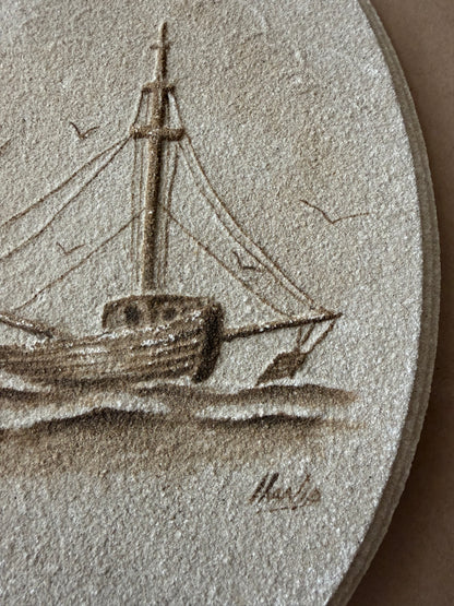 Sand Reflections "Trawler" Relief Plaque, 1983