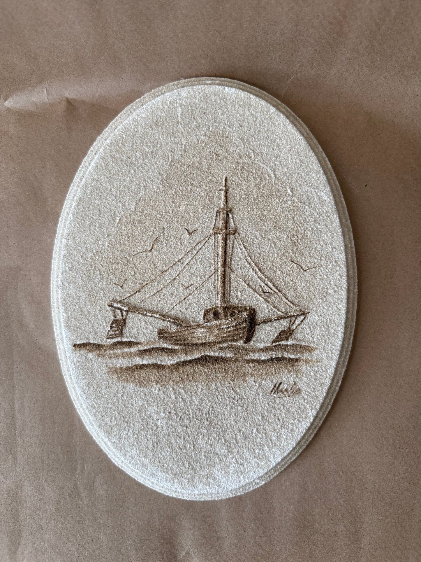 Sand Reflections "Trawler" Relief Plaque, 1983