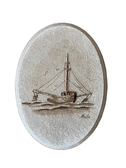Sand Reflections "Trawler" Relief Plaque, 1983