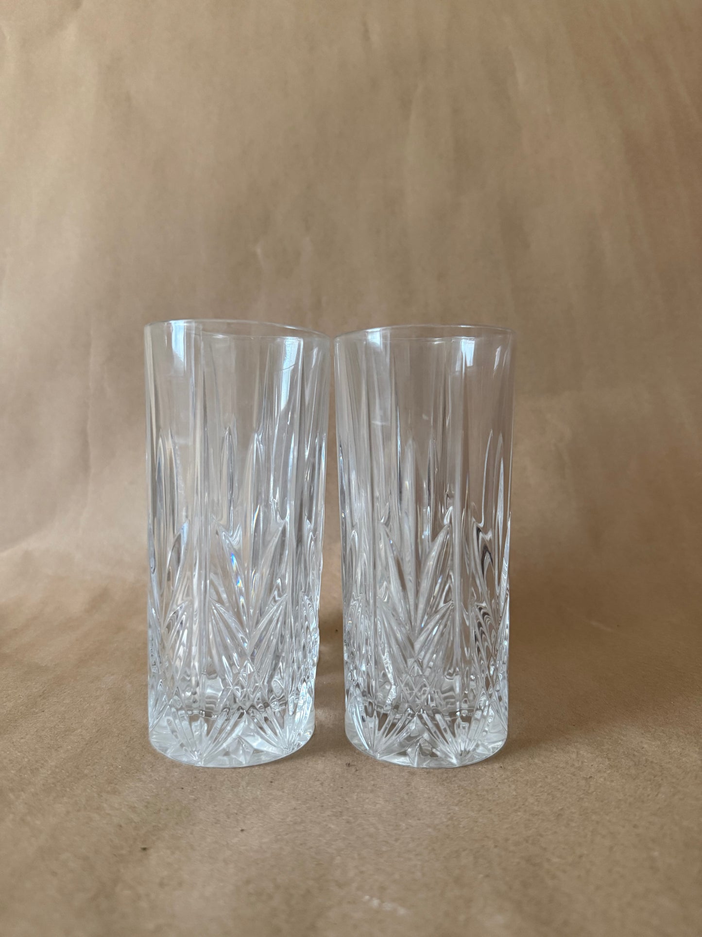 Cut Crystal Highball Tumblers, Set of Four