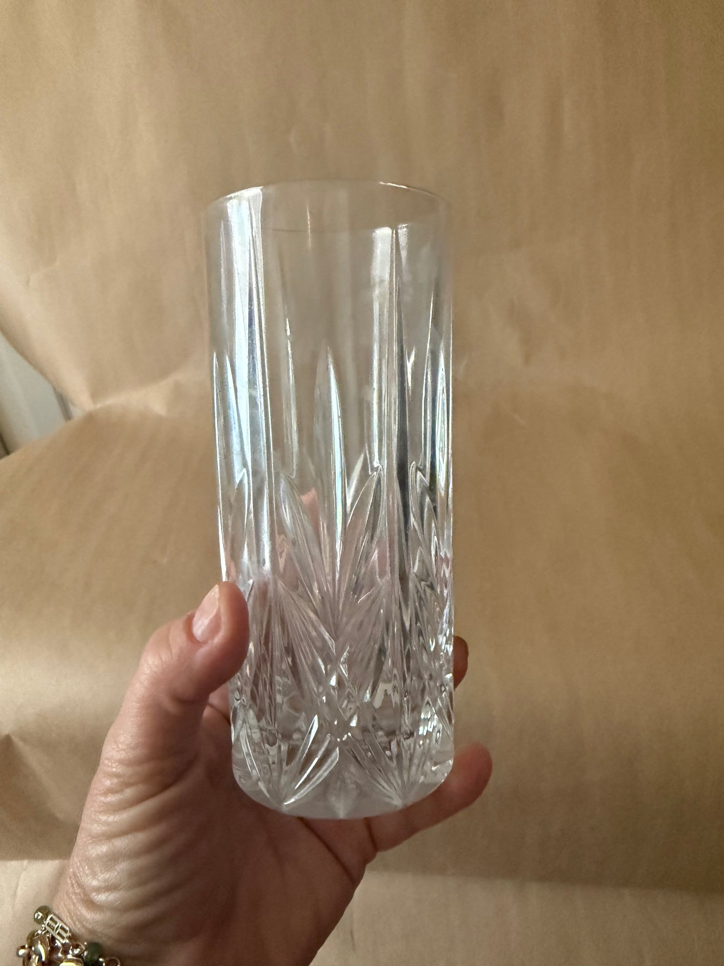 Cut Crystal Highball Tumblers, Set of Four