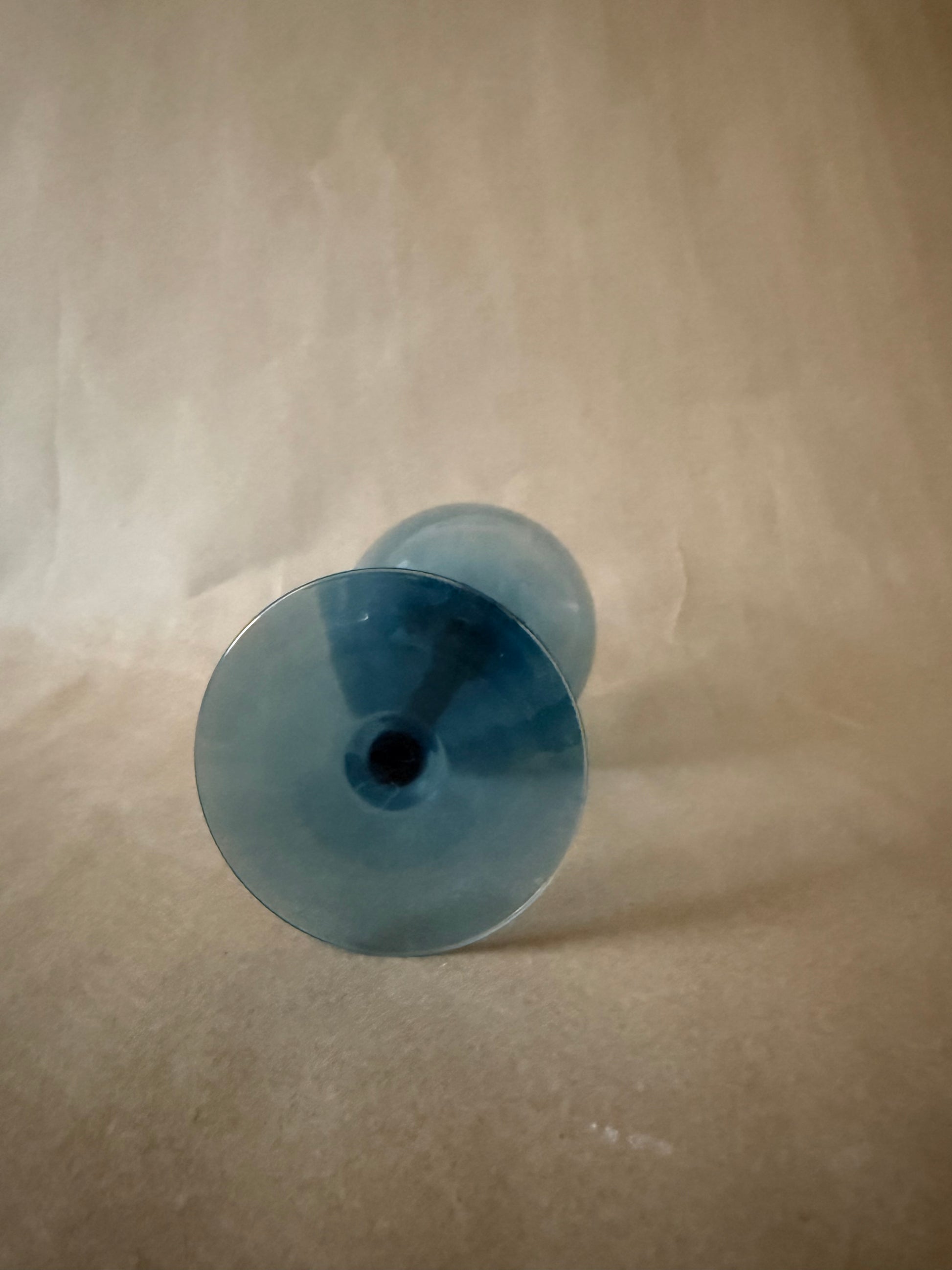 Detail of the blue glass foot and stem