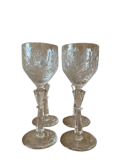 Cut Crystal Cordial Glasses, Set of six