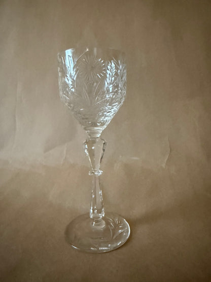 Single cut crystal cordial glass, full view