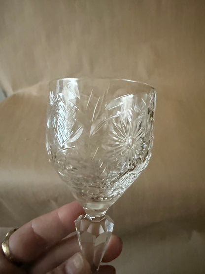Close view of the cut crystal bowl pattern