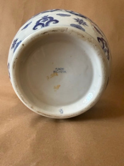 Blue and White Porcelain Ginger Jar with Lid