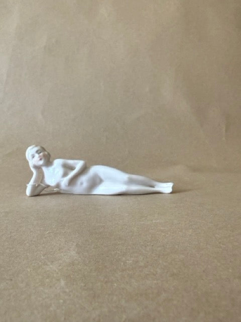 Porcelain Bathing Beauty Figurine, Reclining