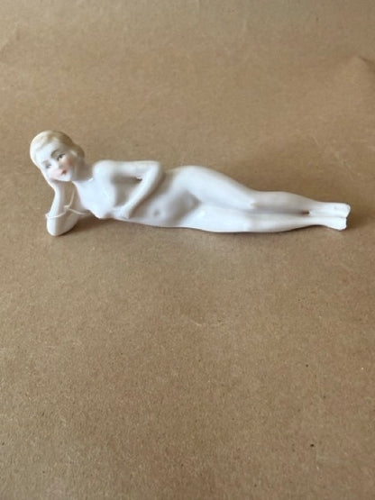 Porcelain Bathing Beauty Figurine, Reclining