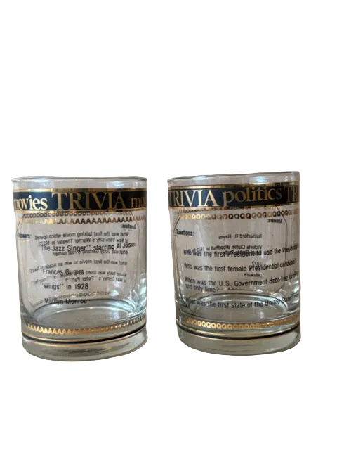 Culver Trivia Rocks Glasses, Movies and Politics — Pair
