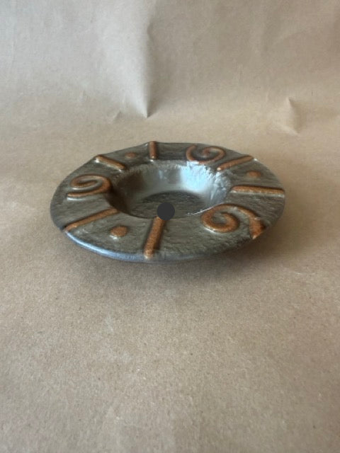 Cast Metal Ashtray with Copper Swirls