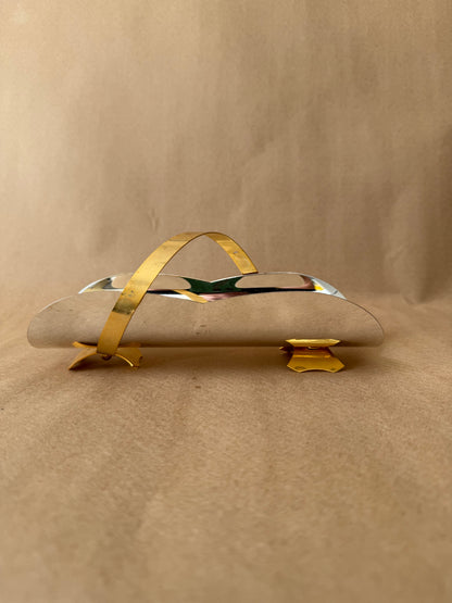 Silver-Plate and Brass Footed Cracker Tray, Italy